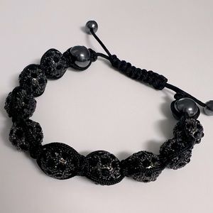 Mens black rhinestone bracelet